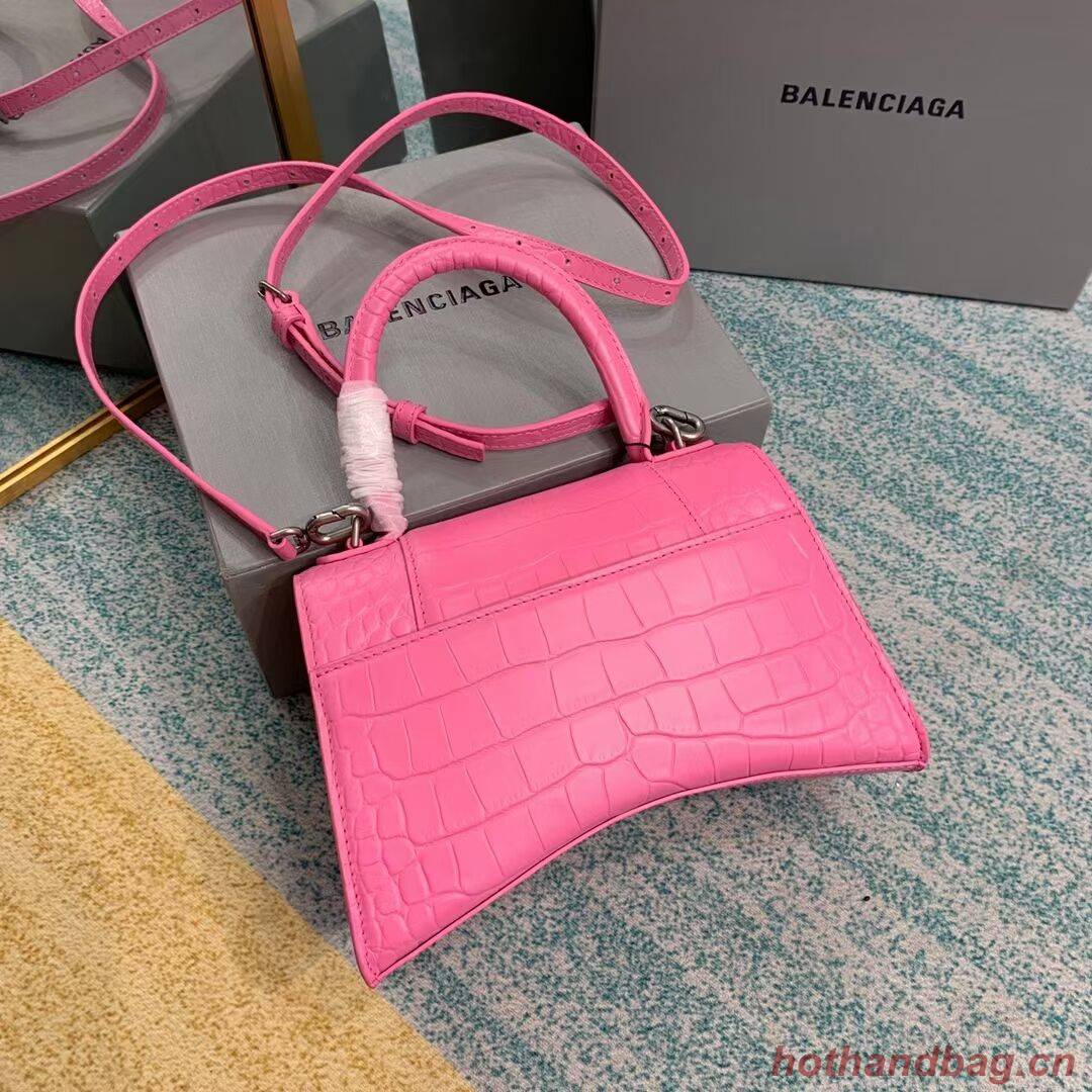 Balenciaga HOURGLASS SMALL TOP HANDLE BAG crocodile embossed calfskin B108895E pink Balenciaga HOURGLASS SMALL TOP HANDLE BAG crocodile embossed calfskin B108895E pink