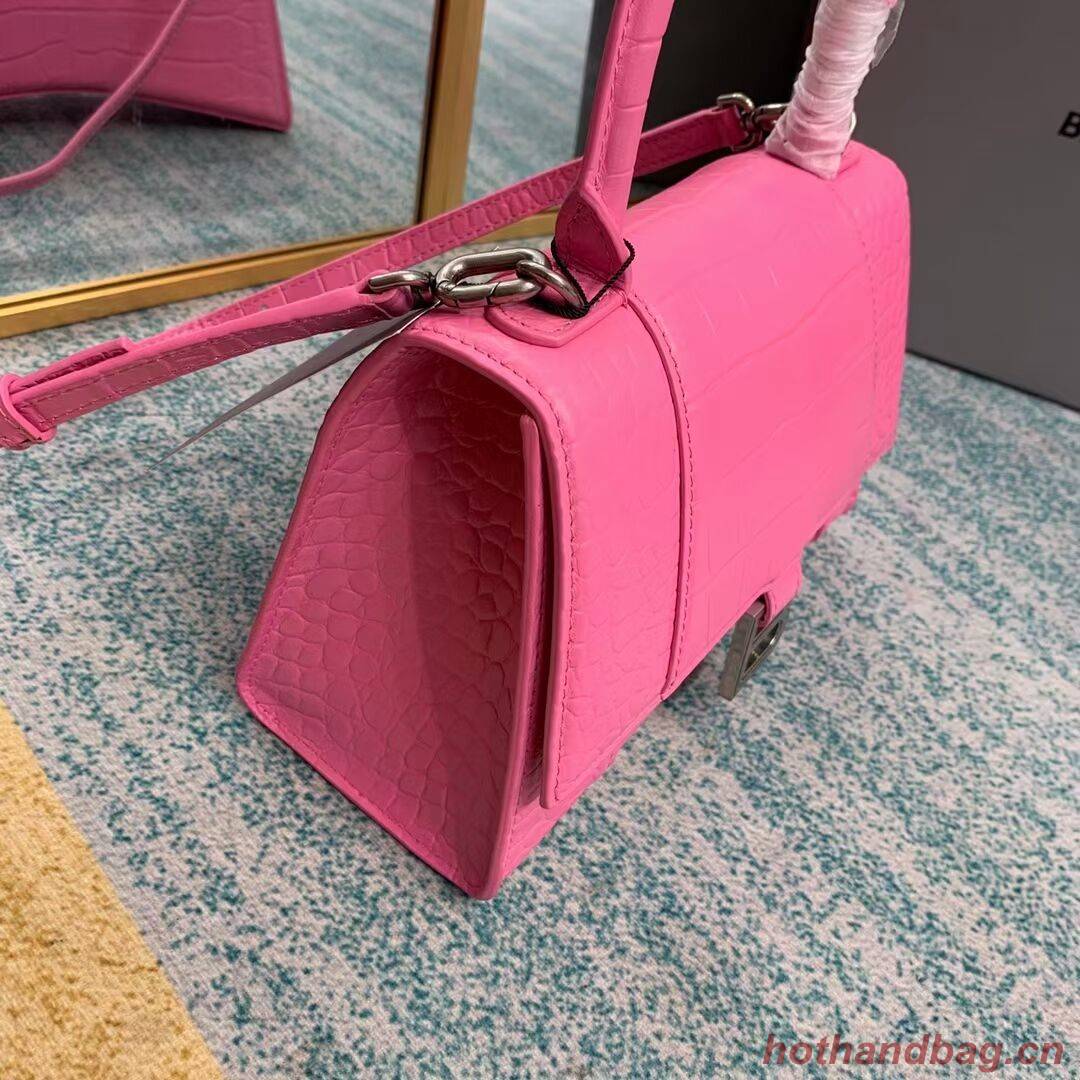 Balenciaga HOURGLASS SMALL TOP HANDLE BAG crocodile embossed calfskin B108895E pink Balenciaga HOURGLASS SMALL TOP HANDLE BAG crocodile embossed calfskin B108895E pink