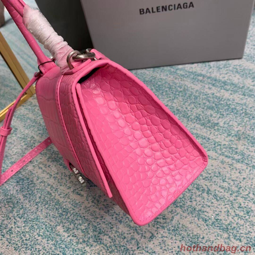 Balenciaga HOURGLASS SMALL TOP HANDLE BAG crocodile embossed calfskin B108895E pink Balenciaga HOURGLASS SMALL TOP HANDLE BAG crocodile embossed calfskin B108895E pink