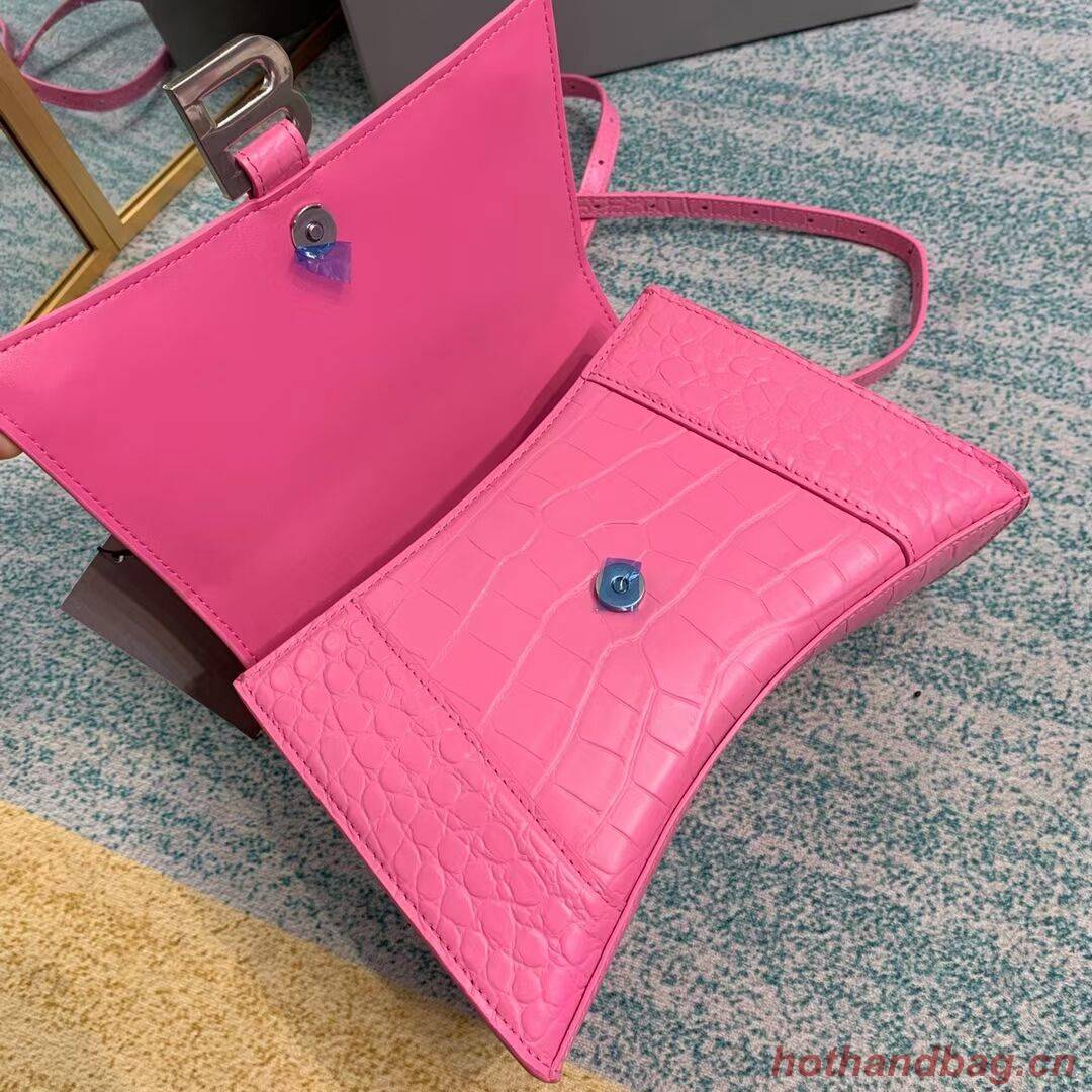 Balenciaga HOURGLASS SMALL TOP HANDLE BAG crocodile embossed calfskin B108895E pink Balenciaga HOURGLASS SMALL TOP HANDLE BAG crocodile embossed calfskin B108895E pink