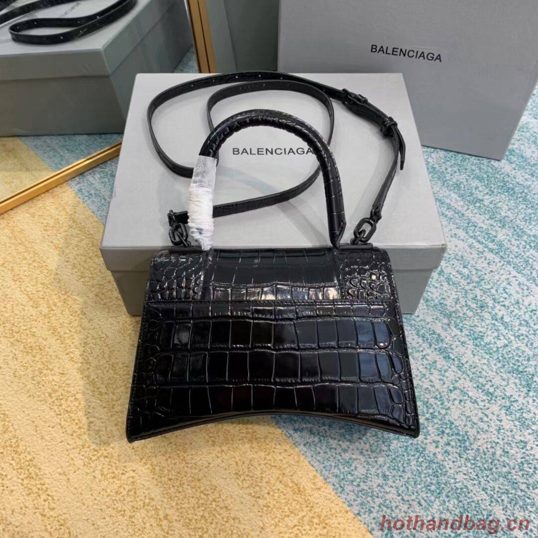 Balenciaga HOURGLASS SMALL TOP HANDLE BAG crocodile embossed calfskin B108895F Balenciaga HOURGLASS SMALL TOP HANDLE BAG crocodile embossed calfskin B108895F