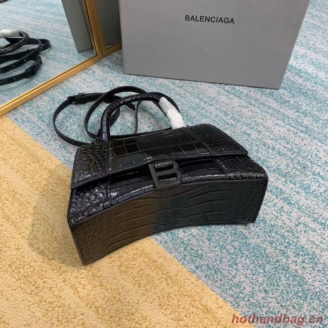 Balenciaga HOURGLASS SMALL TOP HANDLE BAG crocodile embossed calfskin B108895F Balenciaga HOURGLASS SMALL TOP HANDLE BAG crocodile embossed calfskin B108895F