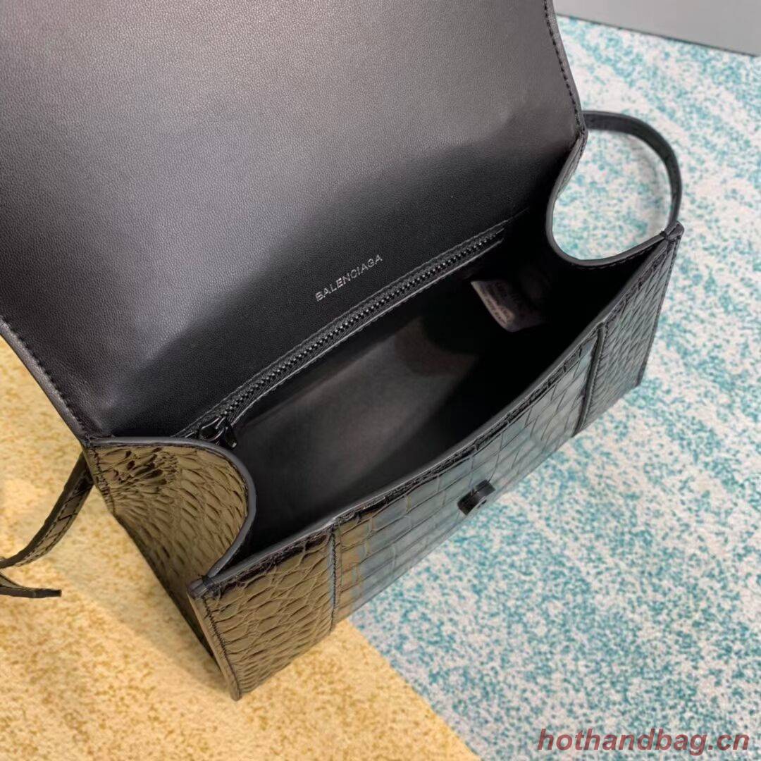 Balenciaga HOURGLASS SMALL TOP HANDLE BAG crocodile embossed calfskin B108895F Balenciaga HOURGLASS SMALL TOP HANDLE BAG crocodile embossed calfskin B108895F