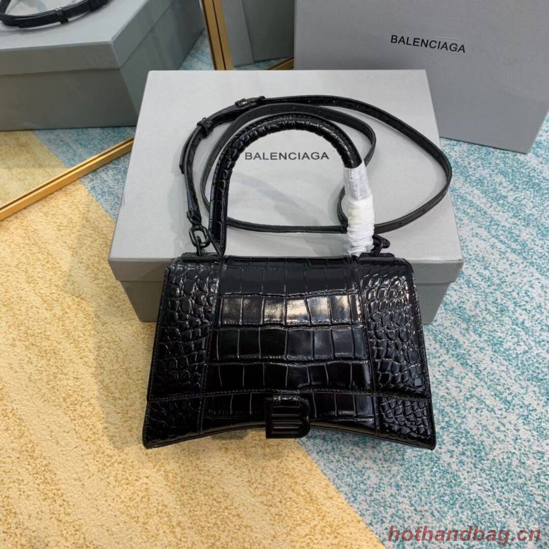 Balenciaga HOURGLASS SMALL TOP HANDLE BAG crocodile embossed calfskin B108895F Balenciaga HOURGLASS SMALL TOP HANDLE BAG crocodile embossed calfskin B108895F