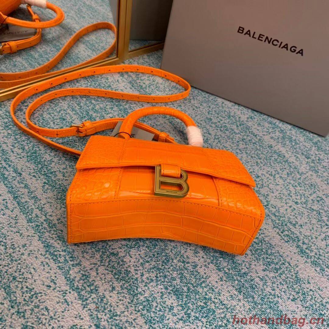 Balenciaga Hourglass XS Top Handle Bag 28331S orang Balenciaga Hourglass XS Top Handle Bag 28331S orang