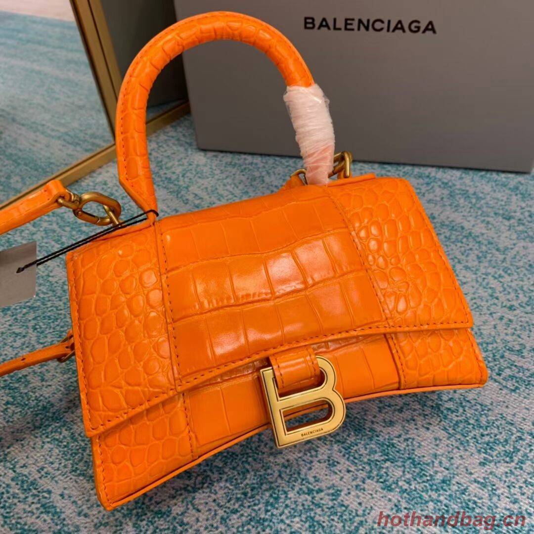Balenciaga Hourglass XS Top Handle Bag 28331S orang Balenciaga Hourglass XS Top Handle Bag 28331S orang