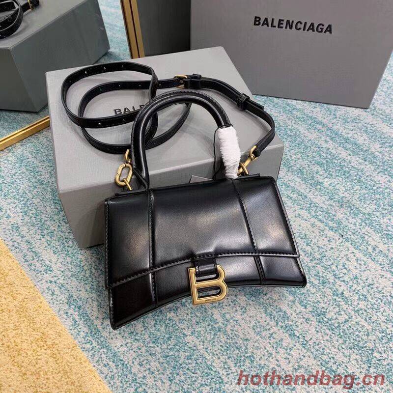 Balenciaga Hourglass XS Top Handle Bag shiny box calfskin 28331 black Balenciaga Hourglass XS Top Handle Bag shiny box calfskin 28331 black