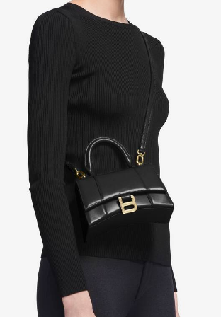 Balenciaga Hourglass XS Top Handle Bag shiny box calfskin 28331 black Balenciaga Hourglass XS Top Handle Bag shiny box calfskin 28331 black