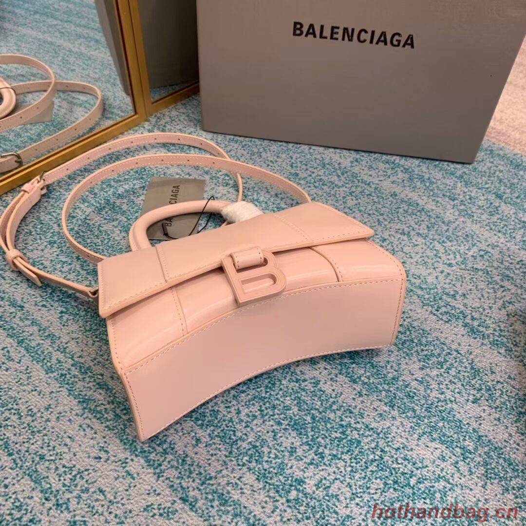 Balenciaga Hourglass XS Top Handle Bag shiny box calfskin 28331 LIGHT ROSE Balenciaga Hourglass XS Top Handle Bag shiny box calfskin 28331 LIGHT ROSE