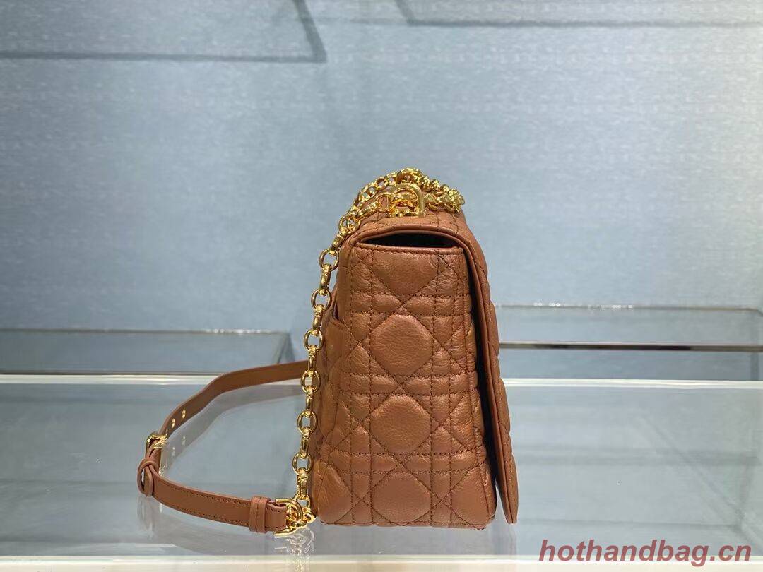 LARGE DIOR CARO BAG Soft Cannage Calfskin M9243U Cognac-Colored LARGE DIOR CARO BAG Soft Cannage Calfskin M9243U Cognac-Colored