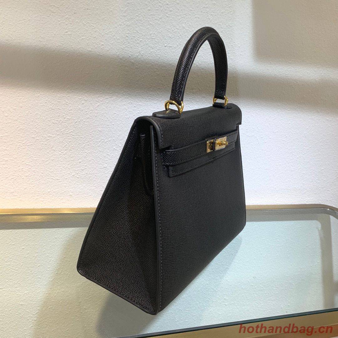 Hermes Kelly 22cm 25cm Tote Bag Original Epsom Leather Bag KL22 KL25 Black Hermes Kelly 22cm 25cm Tote Bag Original Epsom Leather Bag KL22 KL25 Black