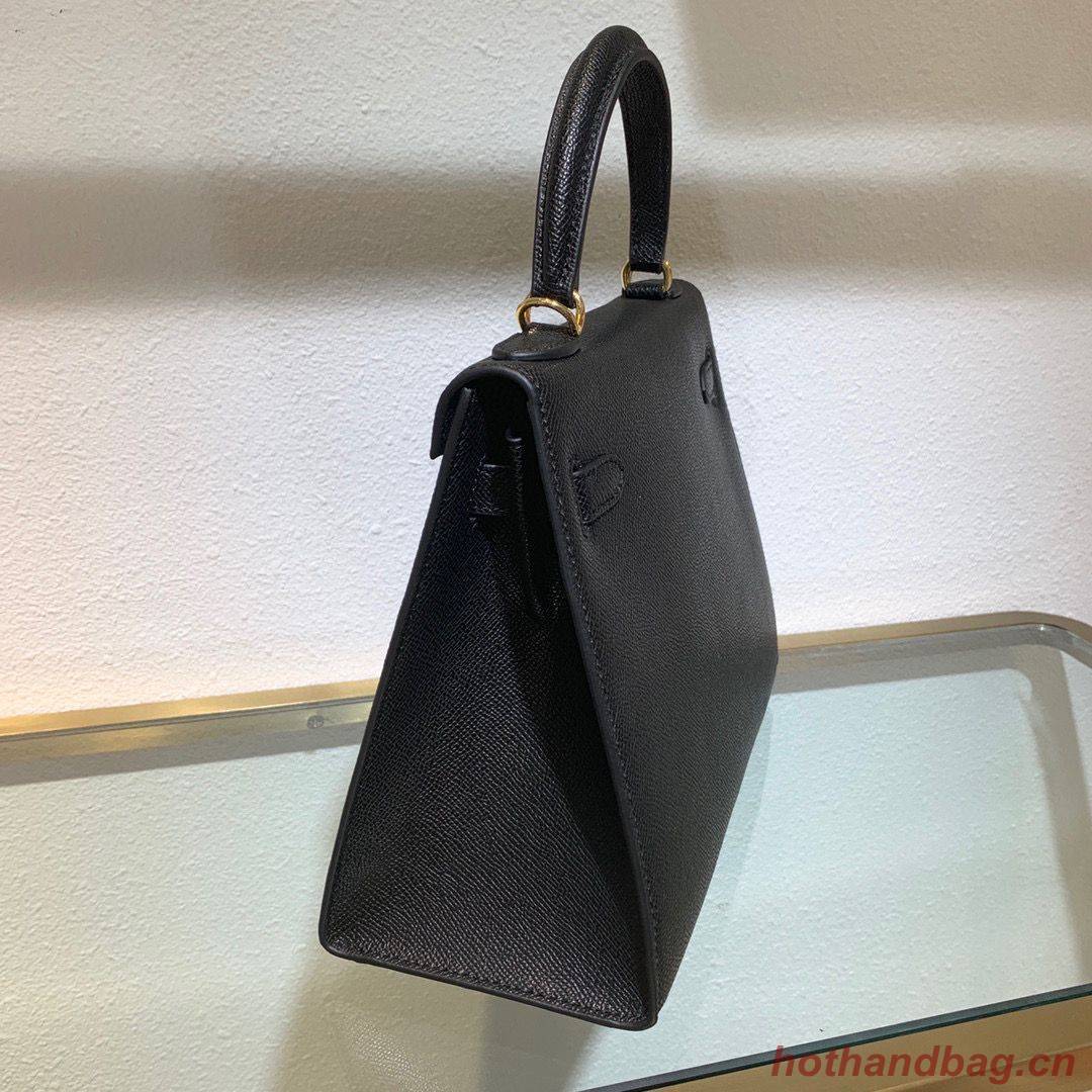 Hermes Kelly 22cm 25cm Tote Bag Original Epsom Leather Bag KL22 KL25 Black Hermes Kelly 22cm 25cm Tote Bag Original Epsom Leather Bag KL22 KL25 Black