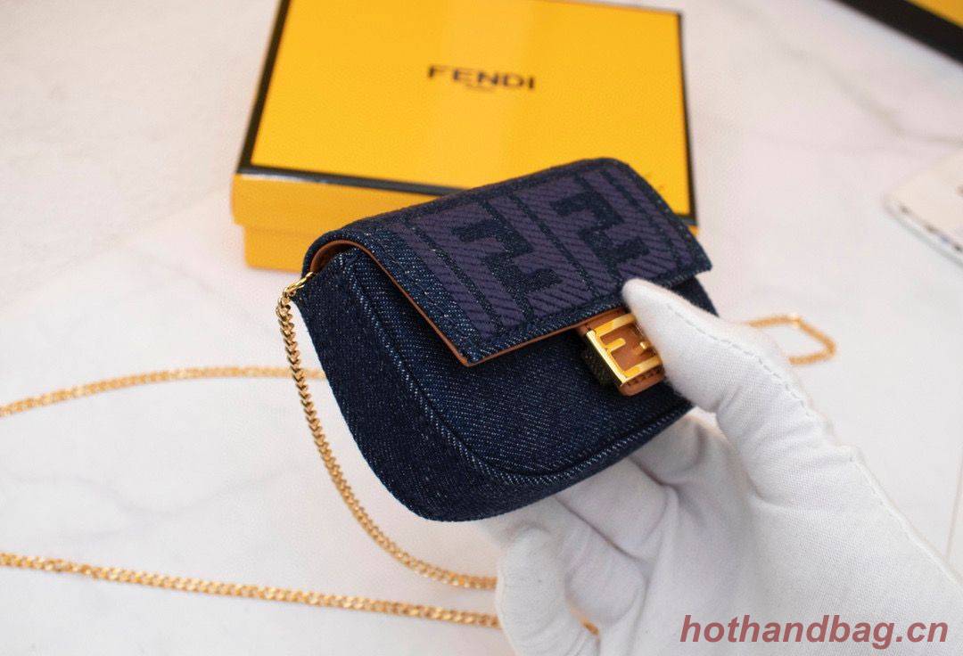 FENDI NANO BAGUETTE CHARM Nappa lcanvas Bag 7AR844 Black FENDI NANO BAGUETTE CHARM Nappa lcanvas Bag 7AR844 Black