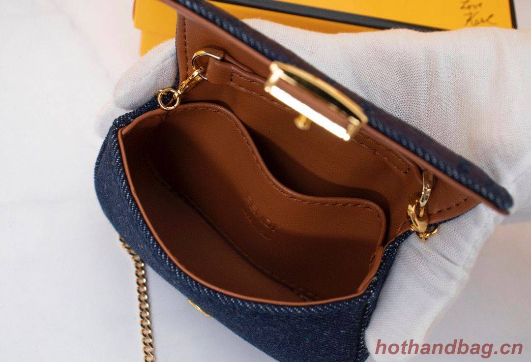 FENDI NANO BAGUETTE CHARM Nappa lcanvas Bag 7AR844 Black FENDI NANO BAGUETTE CHARM Nappa lcanvas Bag 7AR844 Black