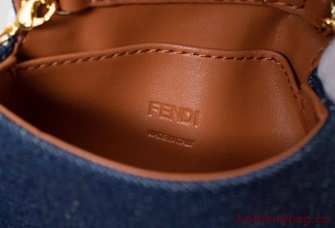 FENDI NANO BAGUETTE CHARM Nappa lcanvas Bag 7AR844 Black FENDI NANO BAGUETTE CHARM Nappa lcanvas Bag 7AR844 Black