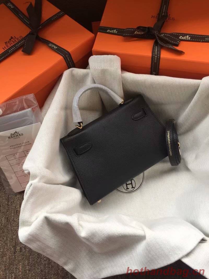 Hermes Kelly 19cm Shoulder Bags Epsom Leather KL19 black Hermes Kelly 19cm Shoulder Bags Epsom Leather KL19 black