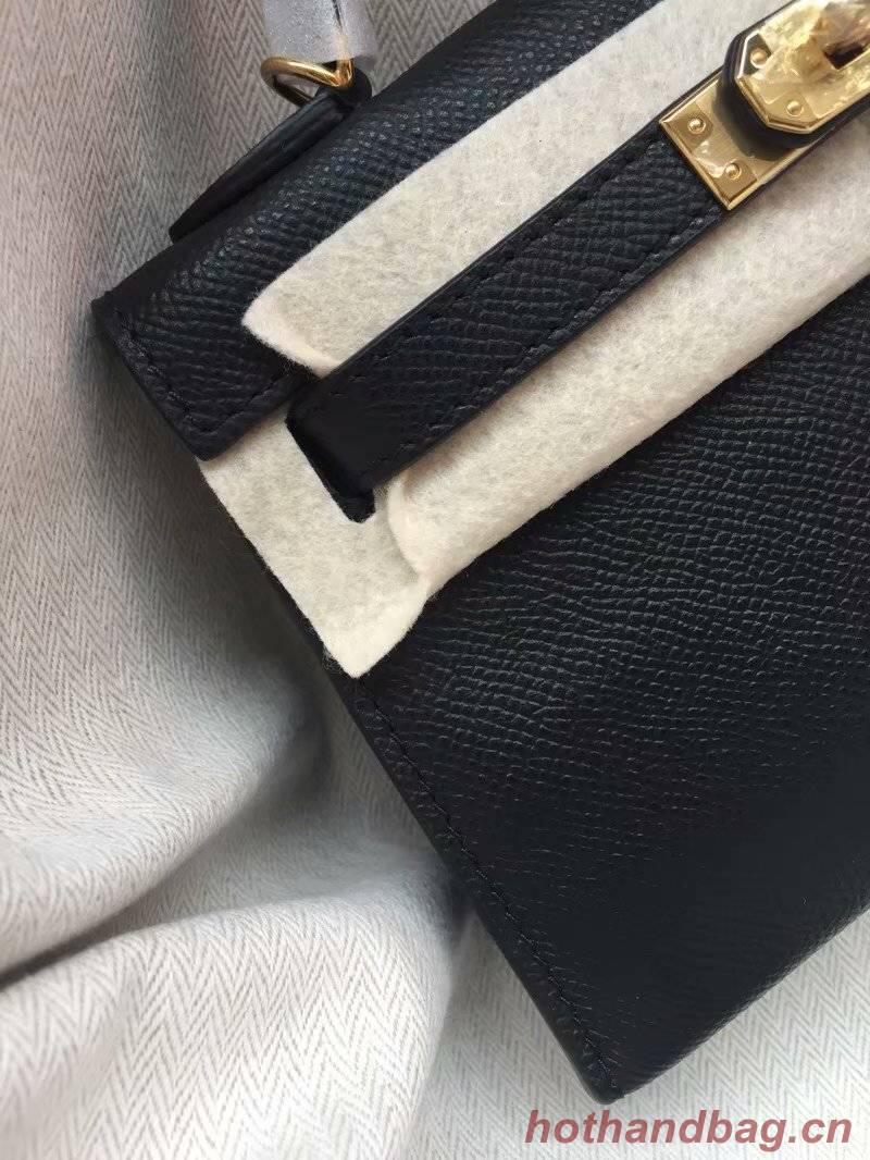 Hermes Kelly 19cm Shoulder Bags Epsom Leather KL19 black Hermes Kelly 19cm Shoulder Bags Epsom Leather KL19 black