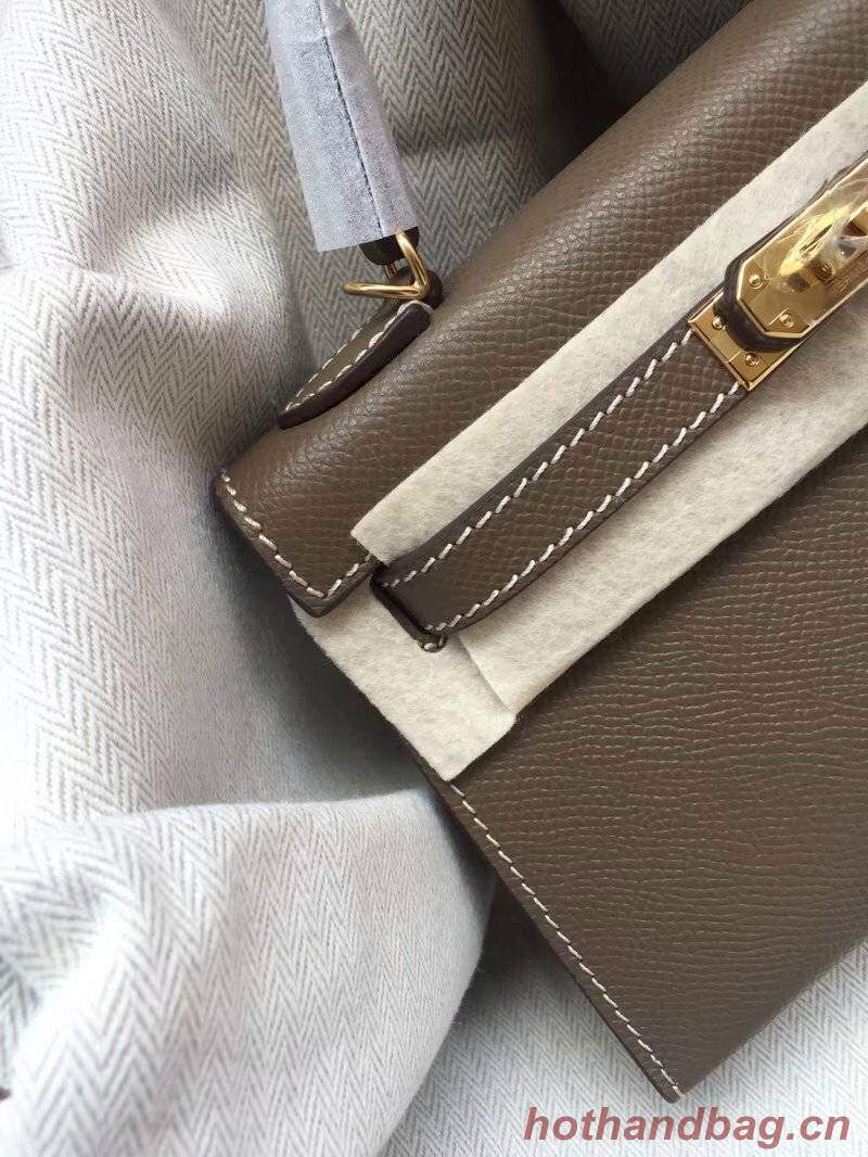 Hermes Kelly 19cm Shoulder Bags Epsom Leather KL19 dark grey Hermes Kelly 19cm Shoulder Bags Epsom Leather KL19 dark grey