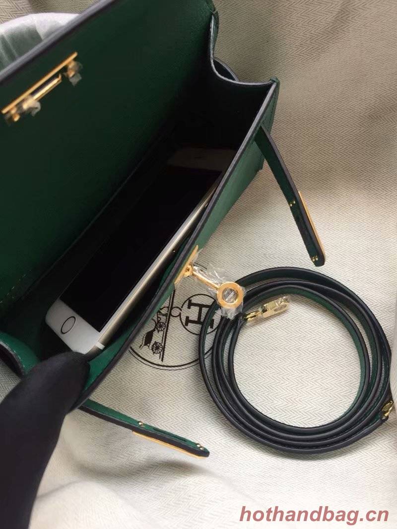 Hermes Kelly 19cm Shoulder Bags Epsom Leather KL19 green Hermes Kelly 19cm Shoulder Bags Epsom Leather KL19 green