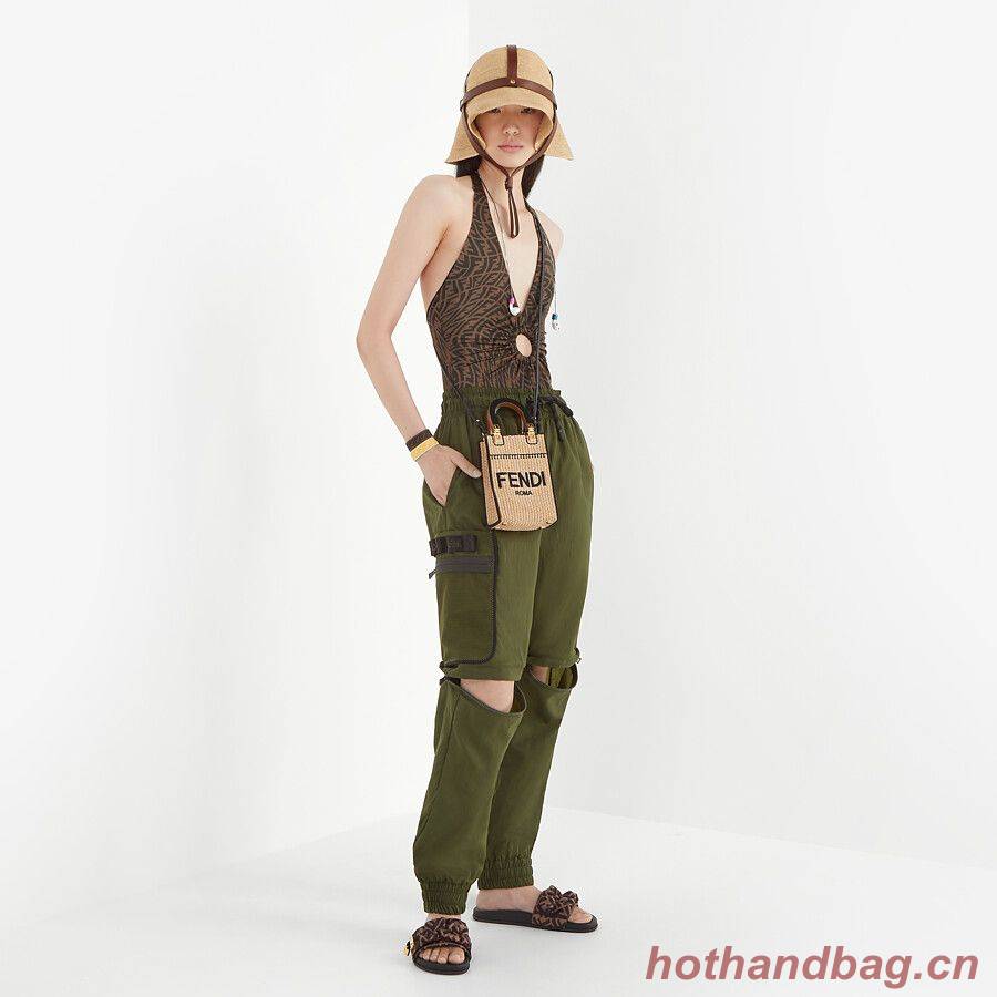 FENDI MINI SUNSHINE SHOPPER Braided straw mini-bag 8BS051 apricot FENDI MINI SUNSHINE SHOPPER Braided straw mini-bag 8BS051 apricot