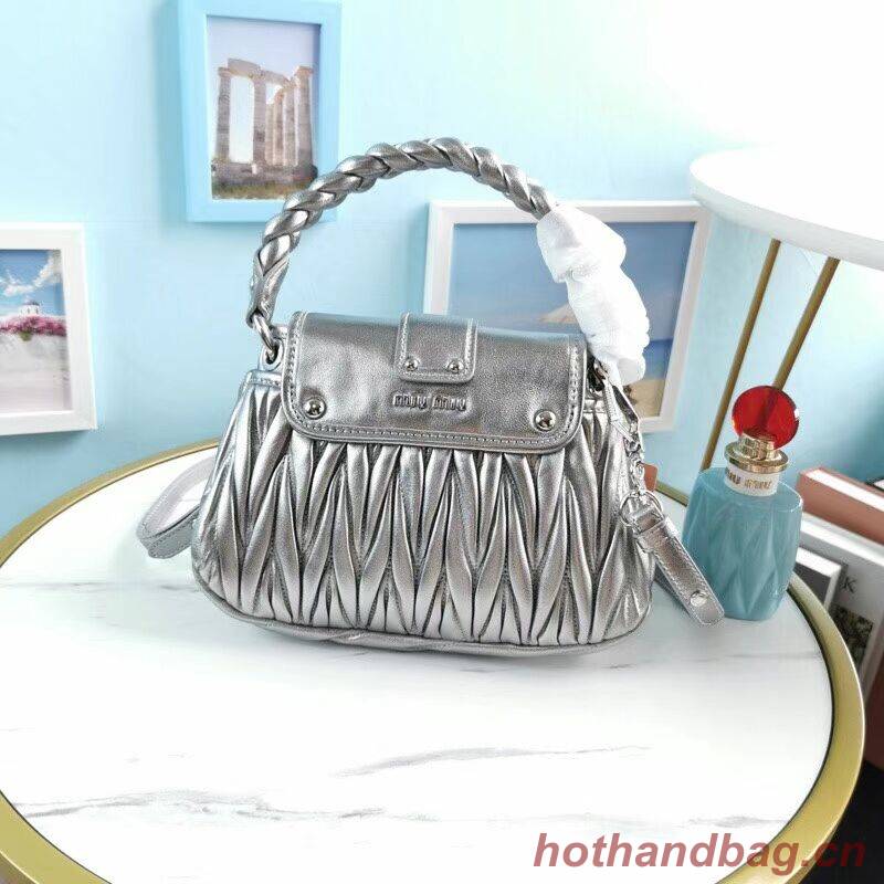 miu miu Matelasse Nappa Leather Shoulder Bag 5BD188 Silver miu miu Matelasse Nappa Leather Shoulder Bag 5BD188 Silver