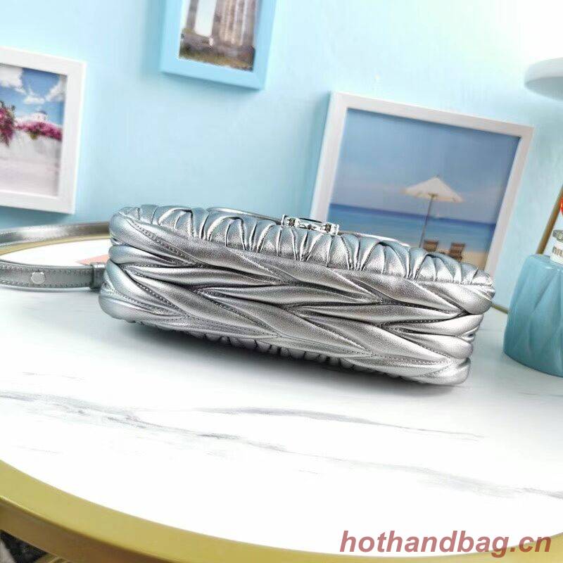 miu miu Matelasse Nappa Leather Shoulder Bag 5BD188 Silver miu miu Matelasse Nappa Leather Shoulder Bag 5BD188 Silver