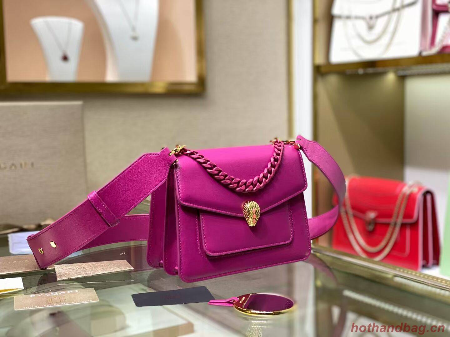 Bvlgari Serpenti Forever leather small crossbody bag B210875 rose Bvlgari Serpenti Forever leather small crossbody bag B210875 rose