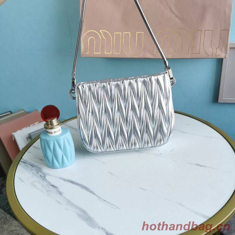 miu miu Matelasse Nappa Leather mini Shoulder Bag 5BH200 Silver miu miu Matelasse Nappa Leather mini Shoulder Bag 5BH200 Silver