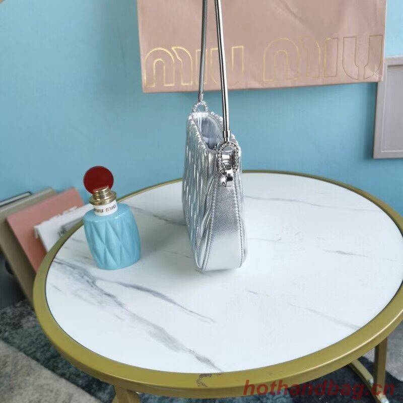miu miu Matelasse Nappa Leather mini Shoulder Bag 5BH200 Silver miu miu Matelasse Nappa Leather mini Shoulder Bag 5BH200 Silver