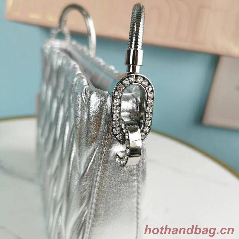 miu miu Matelasse Nappa Leather mini Shoulder Bag 5BH200 Silver miu miu Matelasse Nappa Leather mini Shoulder Bag 5BH200 Silver