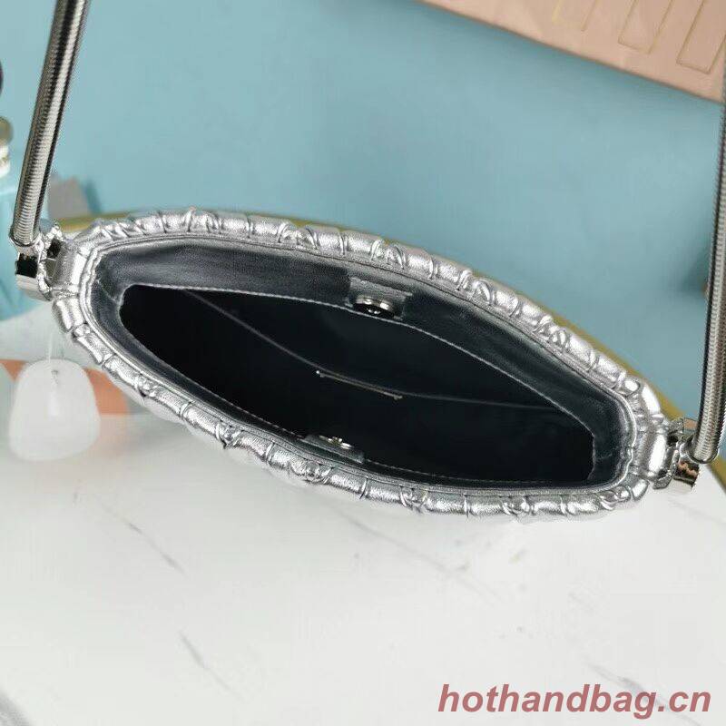 miu miu Matelasse Nappa Leather mini Shoulder Bag 5BH200 Silver miu miu Matelasse Nappa Leather mini Shoulder Bag 5BH200 Silver