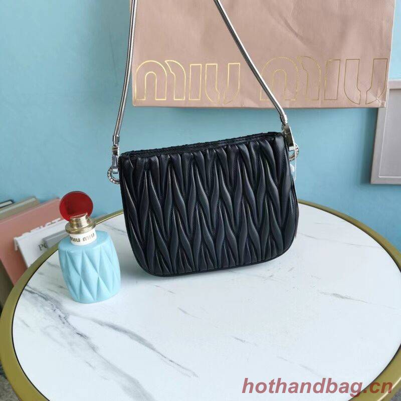 miu miu Matelasse Nappa Leather mini Shoulder Bag 5BH200 black miu miu Matelasse Nappa Leather mini Shoulder Bag 5BH200 black