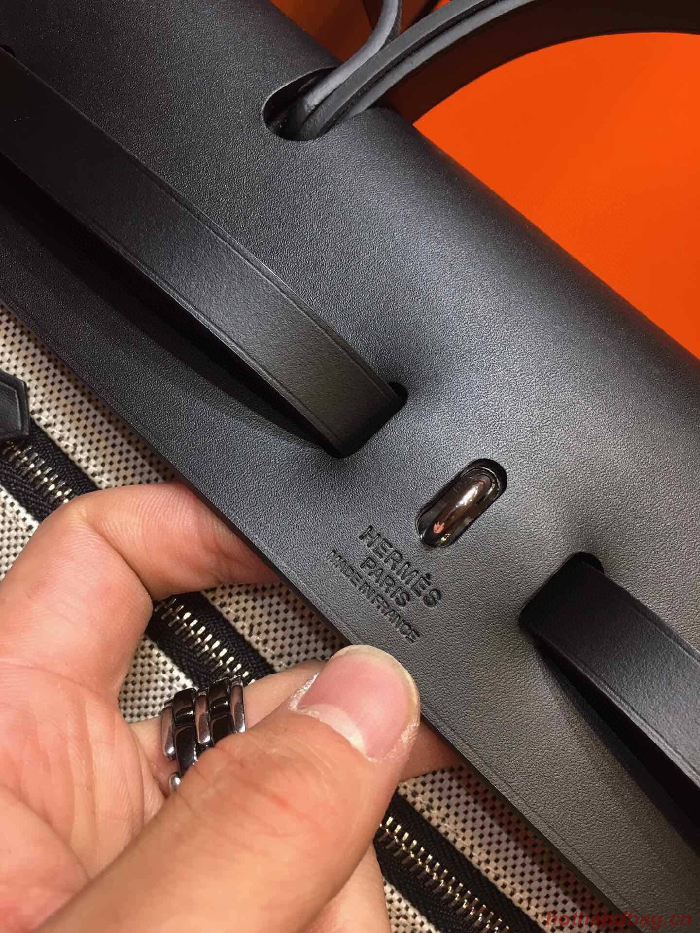 Hermes mini Herbag Original Canvas Leather & Calfskin 45988 Black Hermes mini Herbag Original Canvas Leather & Calfskin 45988 Black