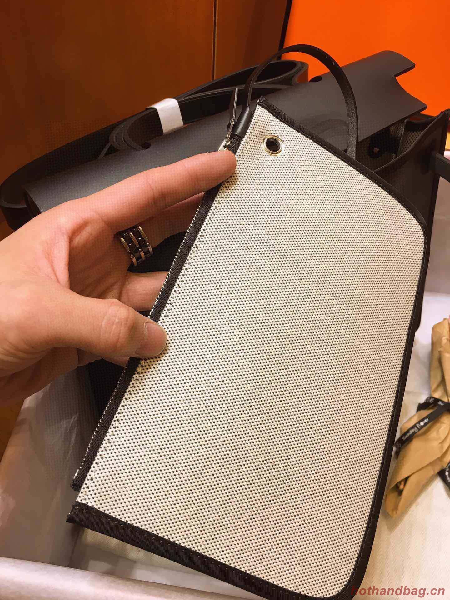 Hermes mini Herbag Original Canvas Leather & Calfskin 45988 Black Hermes mini Herbag Original Canvas Leather & Calfskin 45988 Black