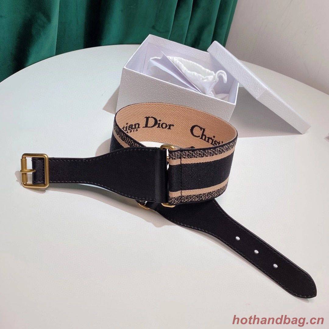 Dior Belt 65 mm Embroidered Canvas M928 Blue & Cream Dior Belt 65 mm Embroidered Canvas M928 Blue & Cream