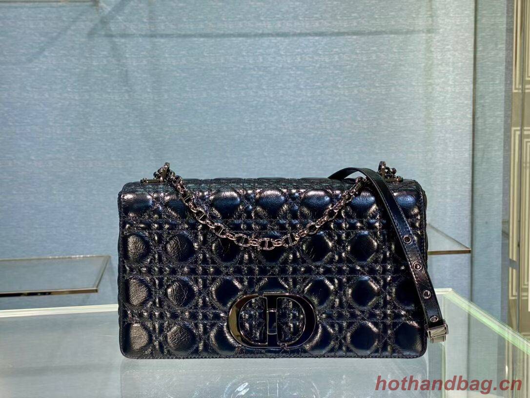 LARGE DIOR CARO BAG Imported wax skin M9243 black
