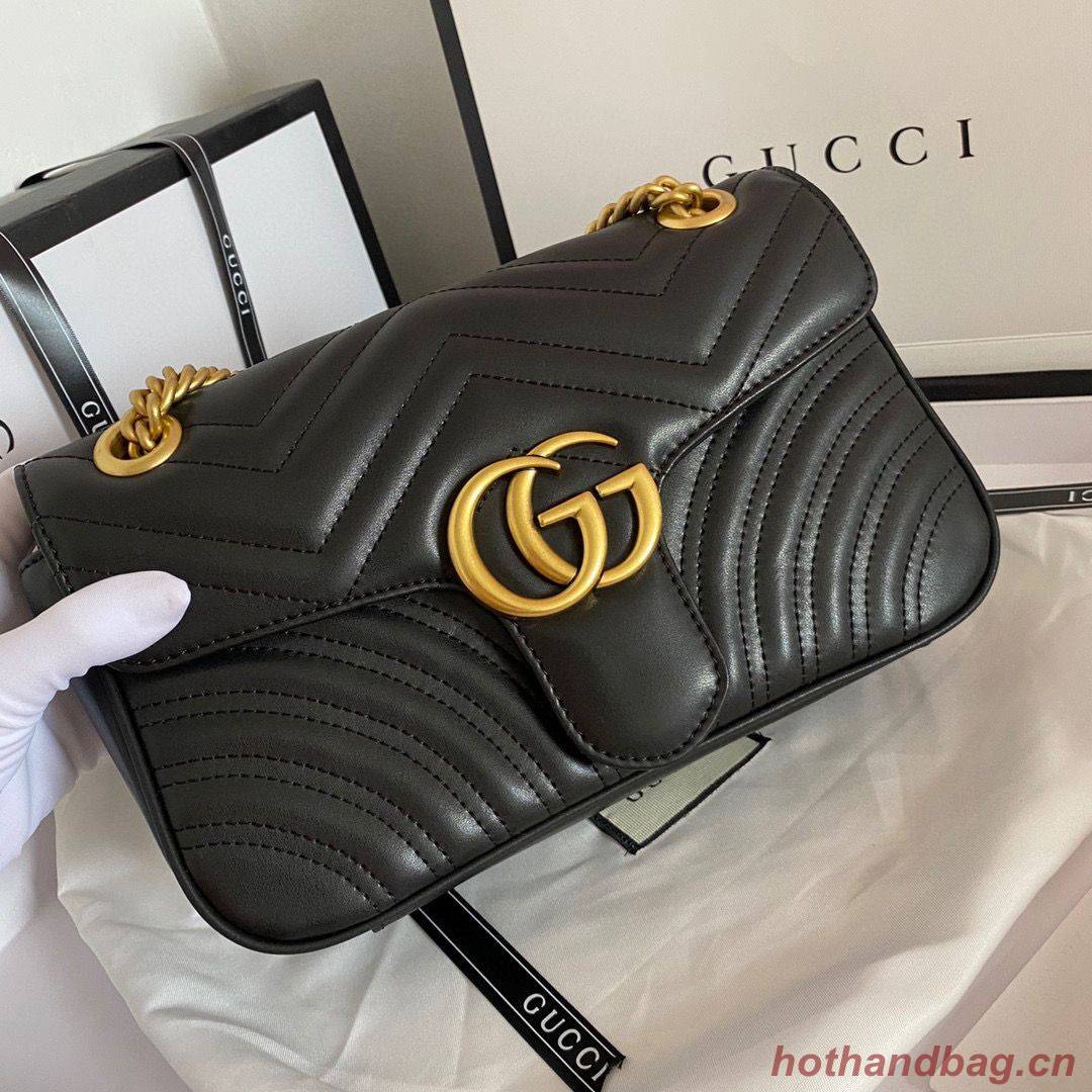 Gucci GG Marmont Original Leather matelasse shoulder bag 443497 Black Gucci GG Marmont Original Leather matelasse shoulder bag 443497 Black