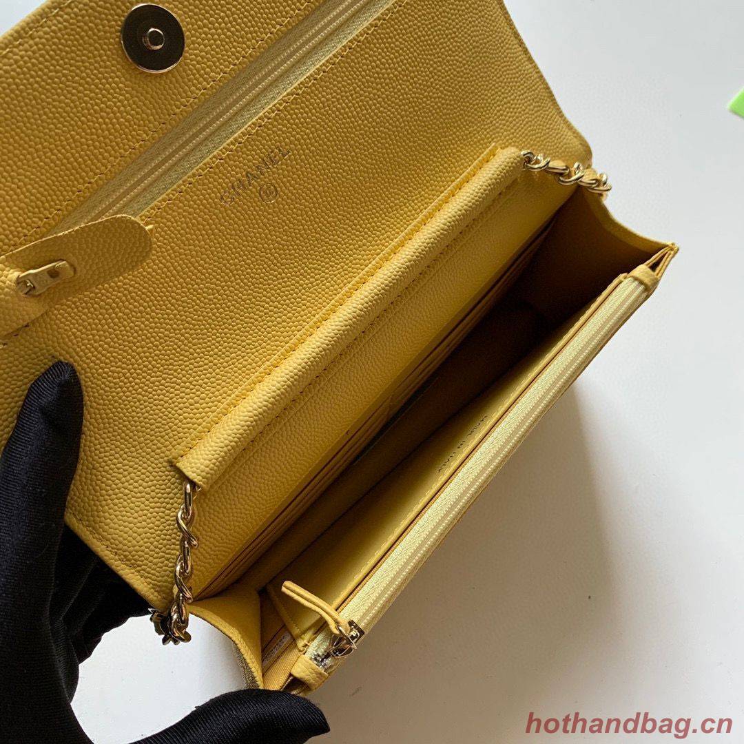 Chanel WOC Original Caviar Leather Flap cross-body bag V33818 Yellow Chanel WOC Original Caviar Leather Flap cross-body bag V33818 Yellow