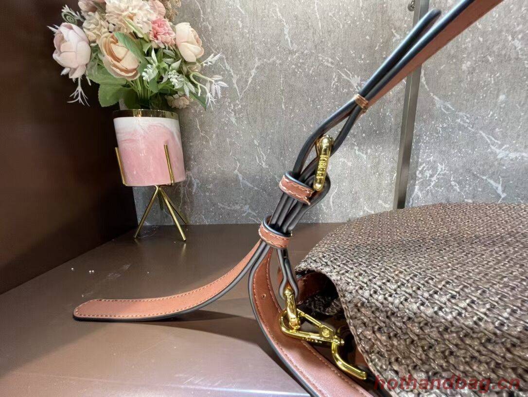 FENDI SMALL CROISSANT Woven straw bag 8BR790AFG brown FENDI SMALL CROISSANT Woven straw bag 8BR790AFG brown