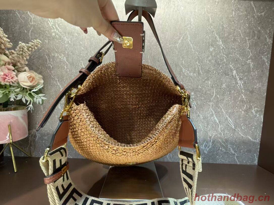 FENDI SMALL CROISSANT Woven straw bag 8BR790AFG natural FENDI SMALL CROISSANT Woven straw bag 8BR790AFG natural