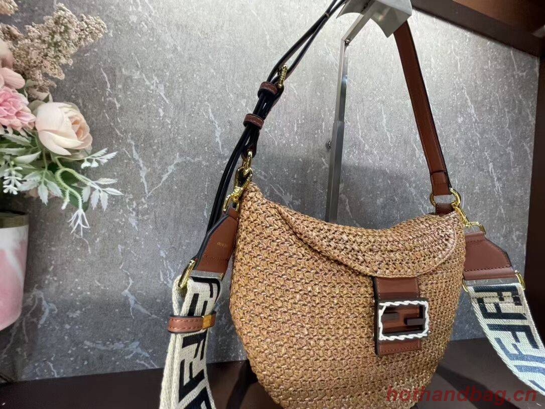 FENDI SMALL CROISSANT Woven straw bag 8BR790AFG natural FENDI SMALL CROISSANT Woven straw bag 8BR790AFG natural