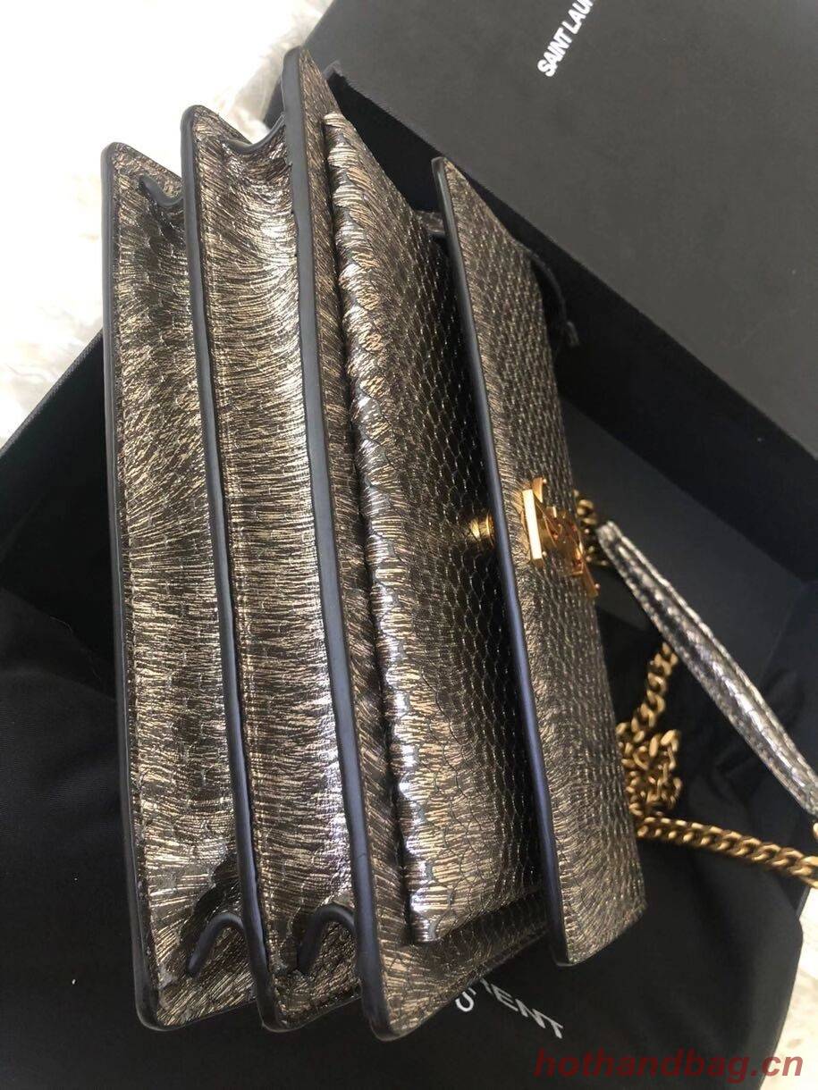 Yves Saint Laurent SUNSET SMALL CHAIN BAG IN SHINY SCALE-EMBOSSED LEATHER Y544296 grey Yves Saint Laurent SUNSET SMALL CHAIN BAG IN SHINY SCALE-EMBOSSED LEATHER Y544296 grey