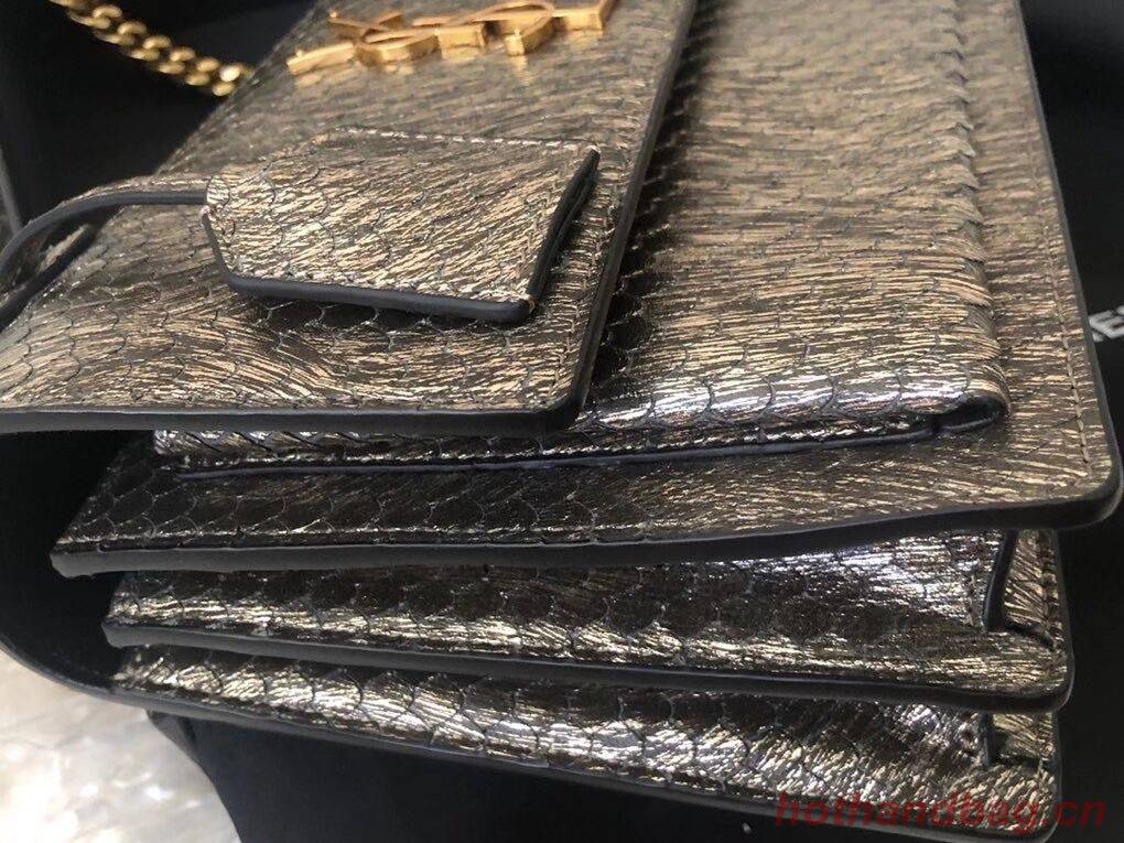 Yves Saint Laurent SUNSET SMALL CHAIN BAG IN SHINY SCALE-EMBOSSED LEATHER Y544296 grey Yves Saint Laurent SUNSET SMALL CHAIN BAG IN SHINY SCALE-EMBOSSED LEATHER Y544296 grey