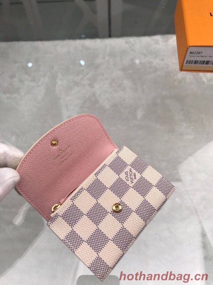 Louis Vuitton Damier Azur Canvas Rosalie Coin Purse Wallet N61276 Pink Louis Vuitton Damier Azur Canvas Rosalie Coin Purse Wallet N61276 Pink