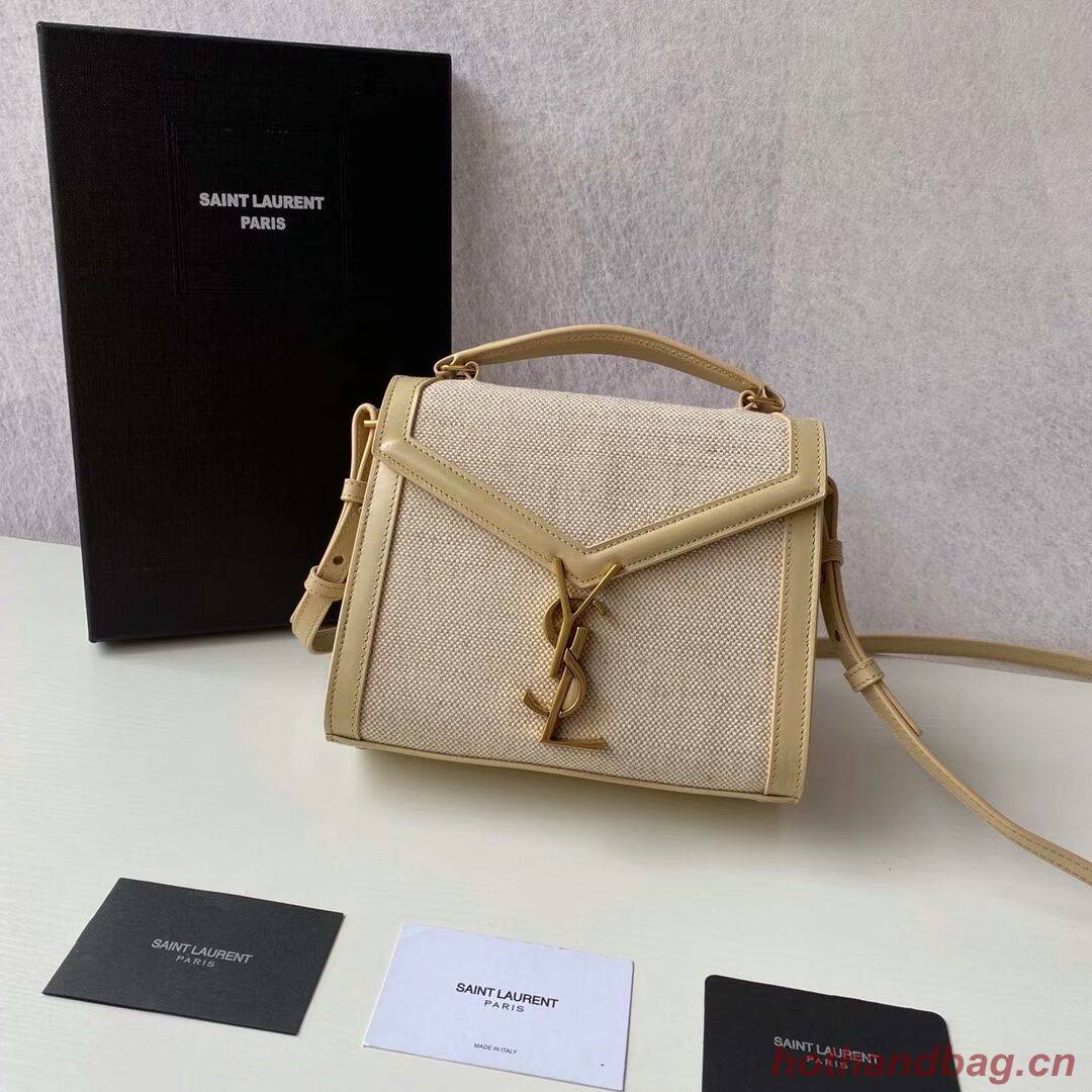 Yves Saint Laurent CASSANDRA SMALL TOP HANDLE IN BRAIDED TWEED Y622061-1 NATURAL BEIGE Yves Saint Laurent CASSANDRA SMALL TOP HANDLE IN BRAIDED TWEED Y622061-1 NATURAL BEIGE