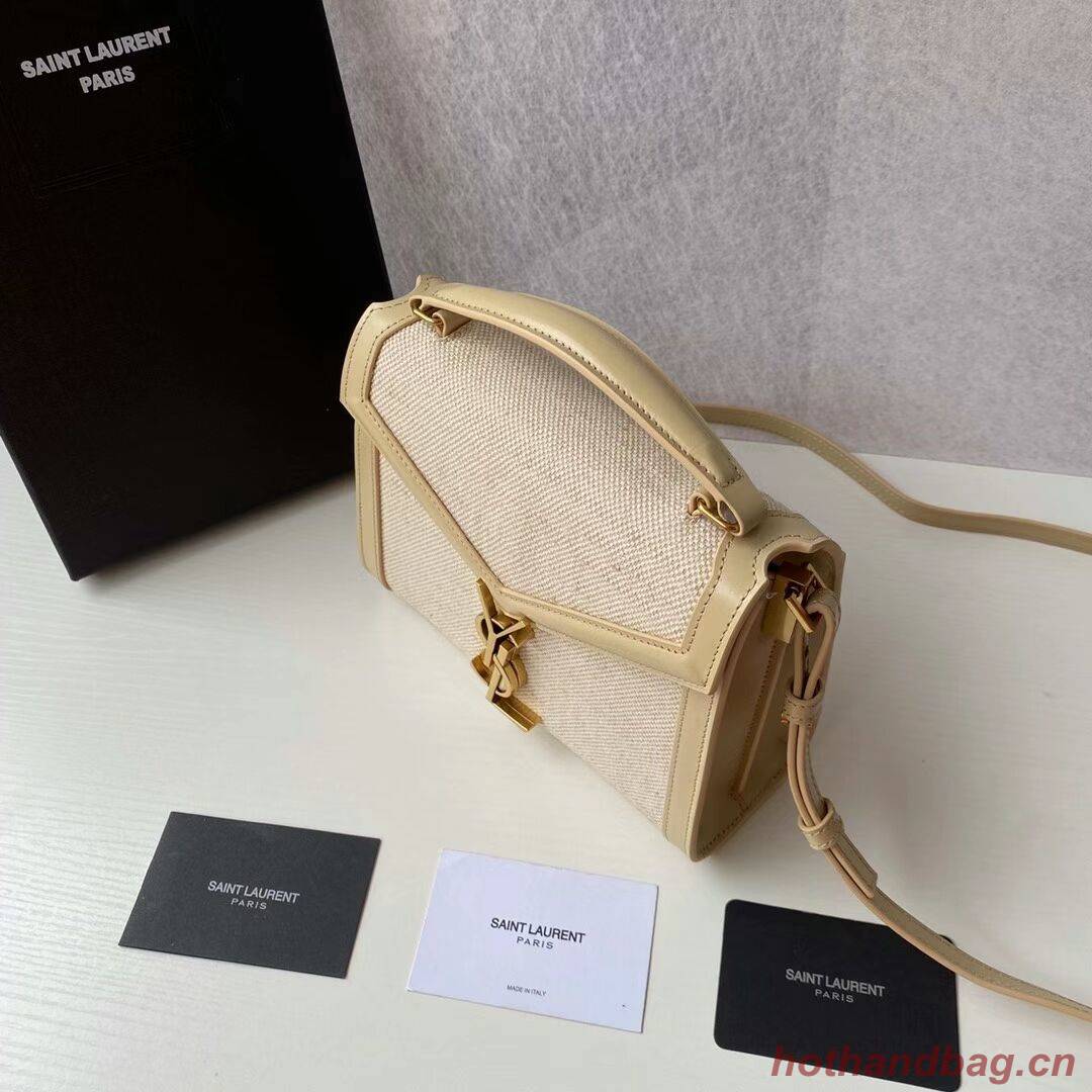 Yves Saint Laurent CASSANDRA SMALL TOP HANDLE IN BRAIDED TWEED Y622061-1 NATURAL BEIGE Yves Saint Laurent CASSANDRA SMALL TOP HANDLE IN BRAIDED TWEED Y622061-1 NATURAL BEIGE