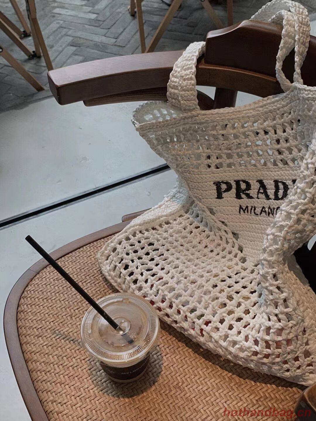 Prada Raffia tote bag 1CH393 white Prada Raffia tote bag 1CH393 white