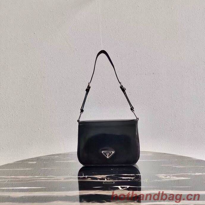Prada Small brushed leather shoulder bag 1BH308 black Prada Small brushed leather shoulder bag 1BH308 black