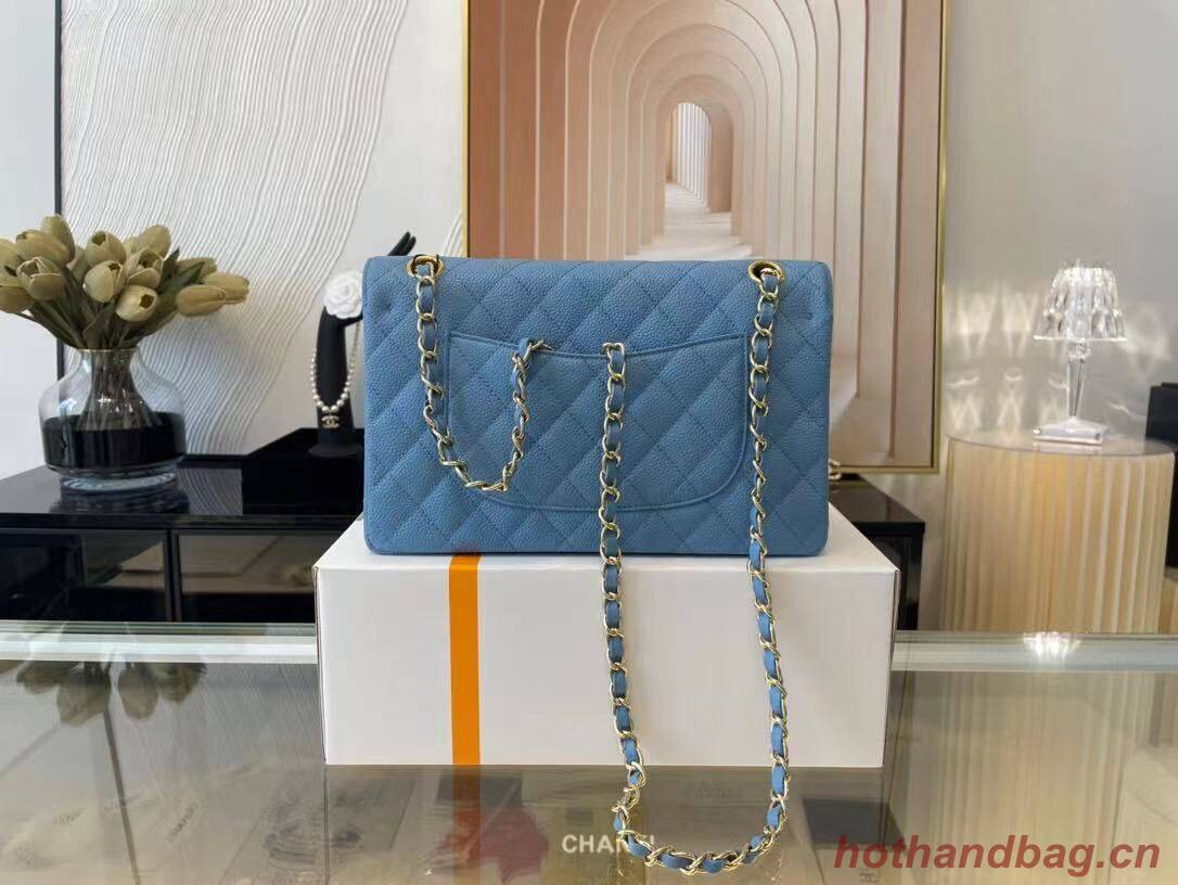 Chanel Classic Handbag Caviar Leather & Gold Metal A01112 Blue Chanel Classic Handbag Caviar Leather & Gold Metal A01112 Blue