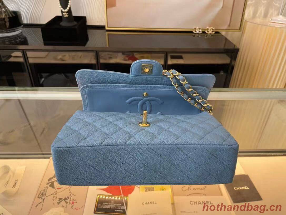 Chanel Classic Handbag Caviar Leather & Gold Metal A01112 Blue Chanel Classic Handbag Caviar Leather & Gold Metal A01112 Blue